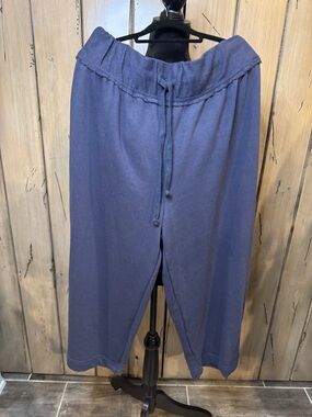 Free People Navy Blue Cropped Wide-Leg Pants